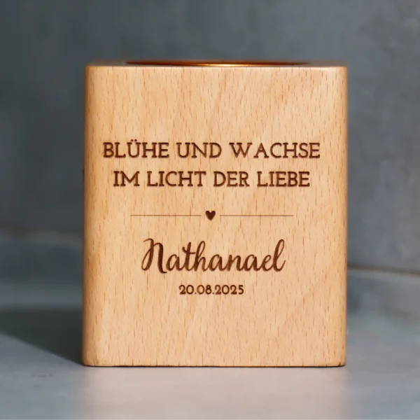 Taufe | Personalisierter Holzblumentopf als Taufgeschenk – Bild 3
