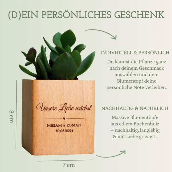 Hochzeit | Personalisierter Holzblumentopf – Bild 9