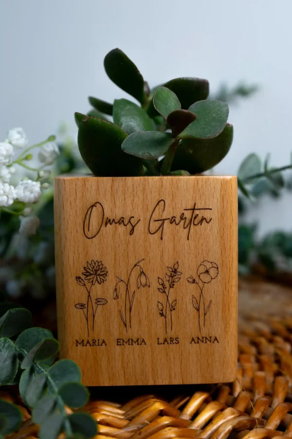 Für Oma | Personalisierter Holzblumentopf – Bild 5