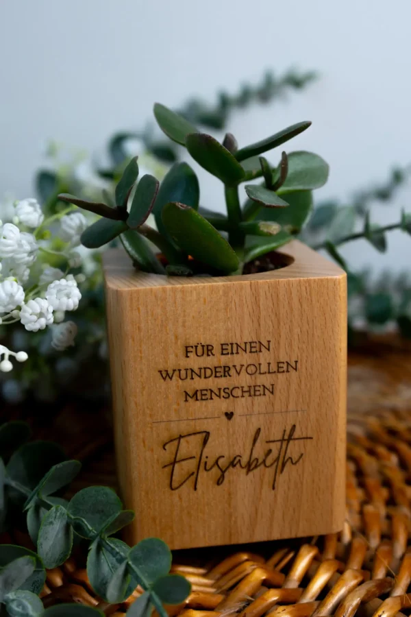 Für Freunde | Personalisierter Holzblumentopf – Bild 6