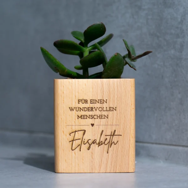 Für Freunde | Personalisierter Holzblumentopf – Bild 3