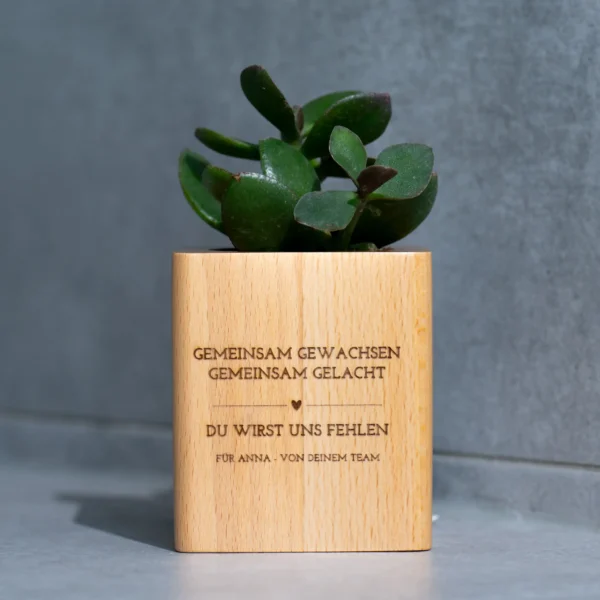 Für Kollegen | Personalisierter Holzblumentopf als Abschiedsgeschenk – Bild 4