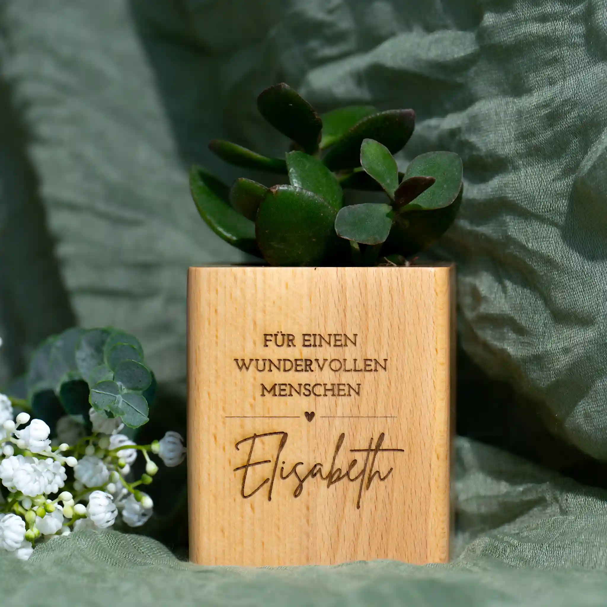 Für Freunde | Personalisierter Holzblumentopf