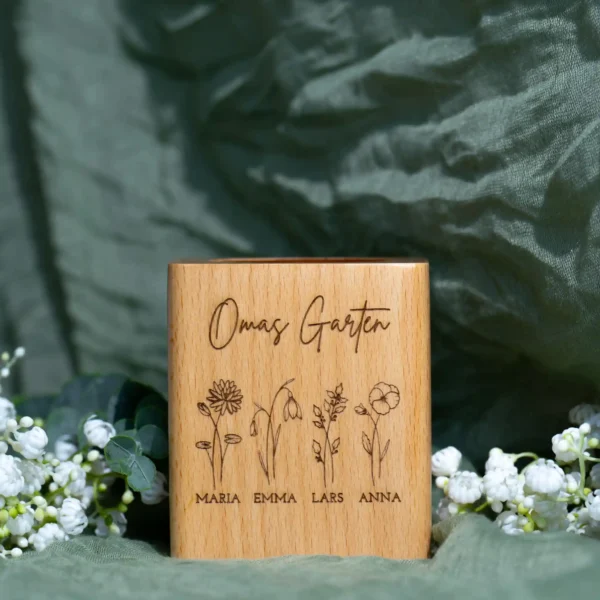 Für Oma | Personalisierter Holzblumentopf – Bild 4