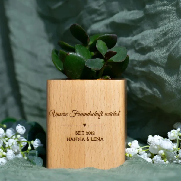 Für Freunde | Personalisierter Holzblumentopf – Bild 3