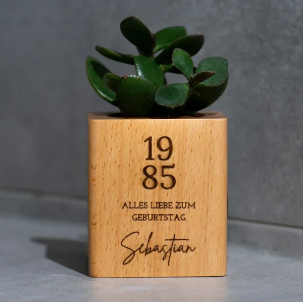 Zum Geburtstag | Personalisierter Holzblumentopf – Bild 3