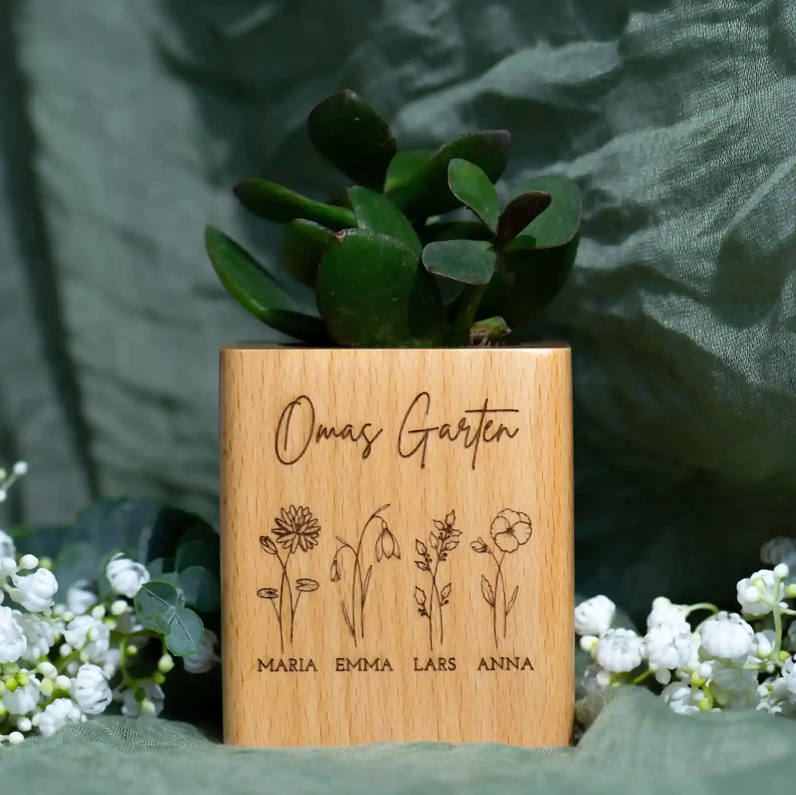 Für Oma | Personalisierter Holzblumentopf