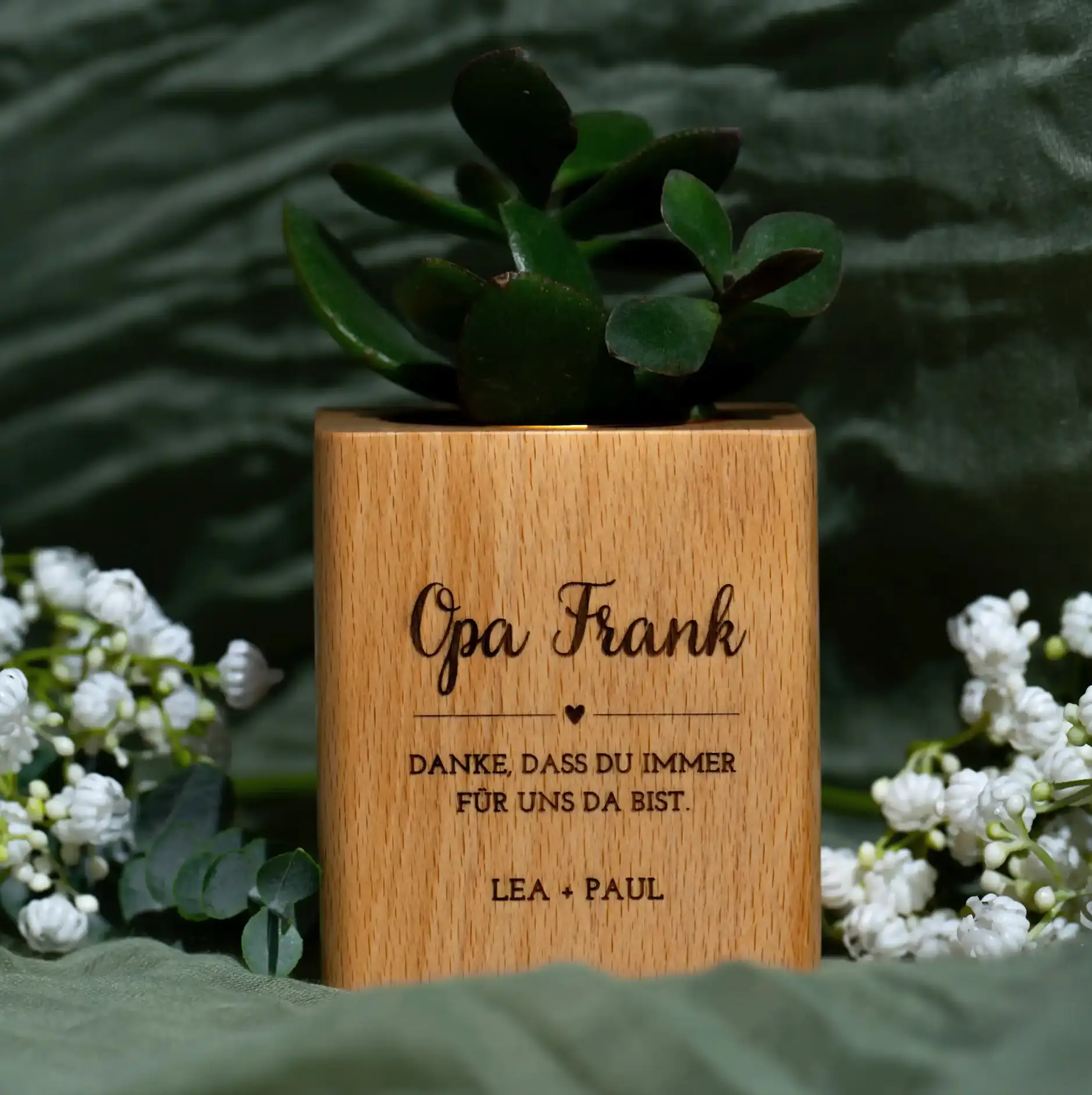 Blumentopf mit Opa Gravur