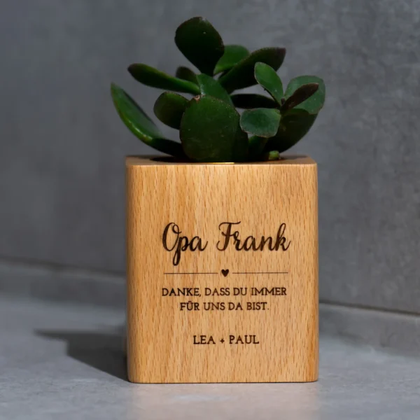 Für Opa | Personalisierter Holzblumentopf – Bild 3